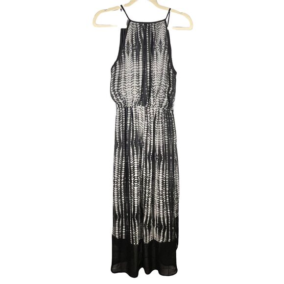 Tua Hi Low Maxi Dress Womens Size S Gray Black Smudge Print Elastic Waist Boho - Picture 4 of 10